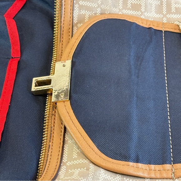 Tommy Hilfiger Navy & Logo Print Shoulder Bag – Red Zip Accent & Faux Leather - Picture 8 of 16
